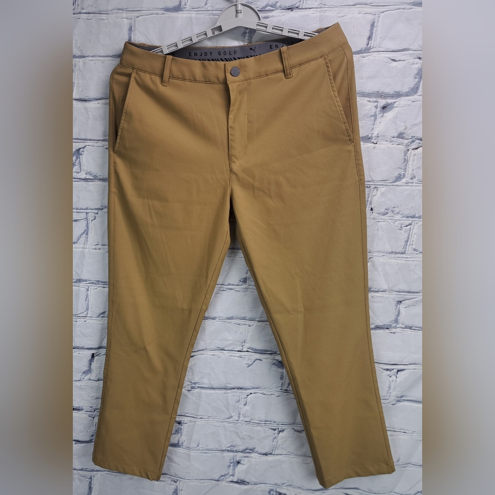 NEW Puma Men's Golf Pants Golden Brown Flat Front Size 32x30 Actual 33x27